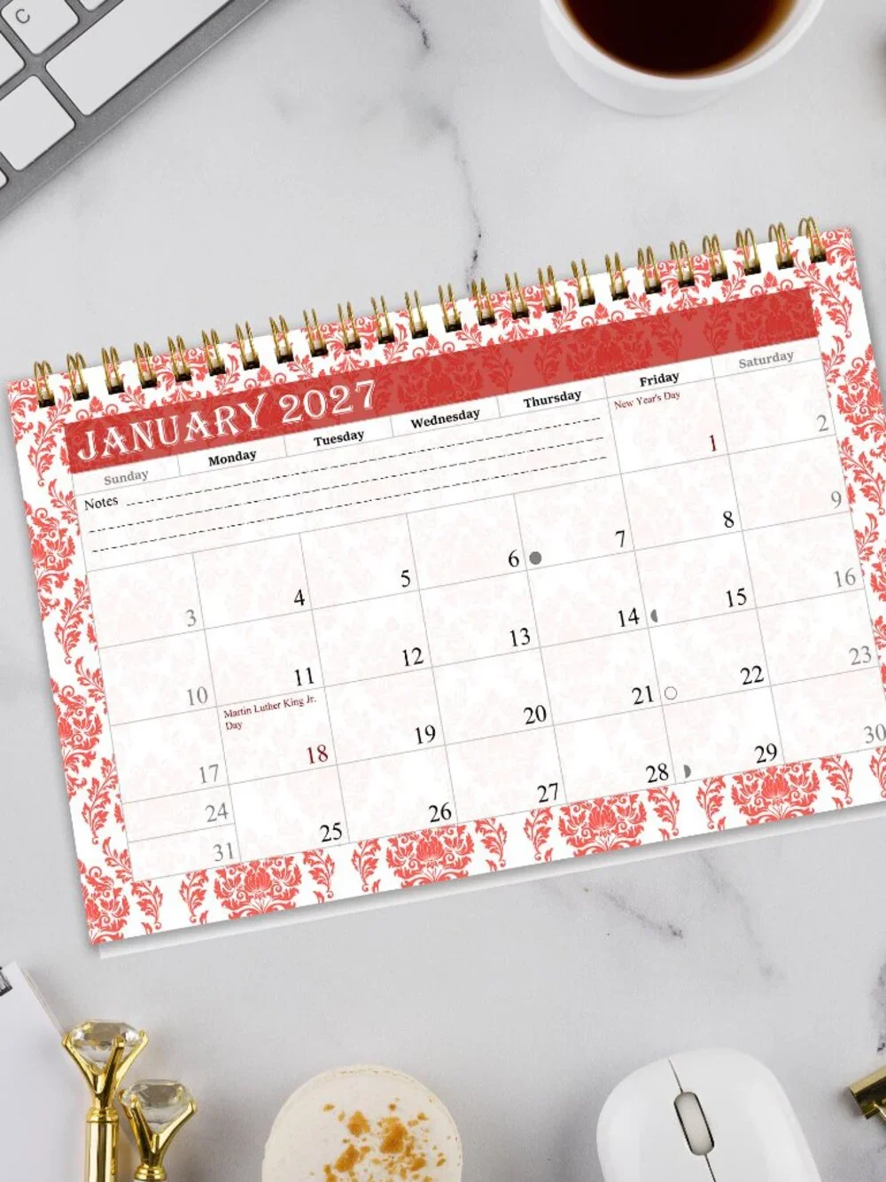 2027-12 Months Desk Calendar Desktop Planner with To-Do List & Notes 018